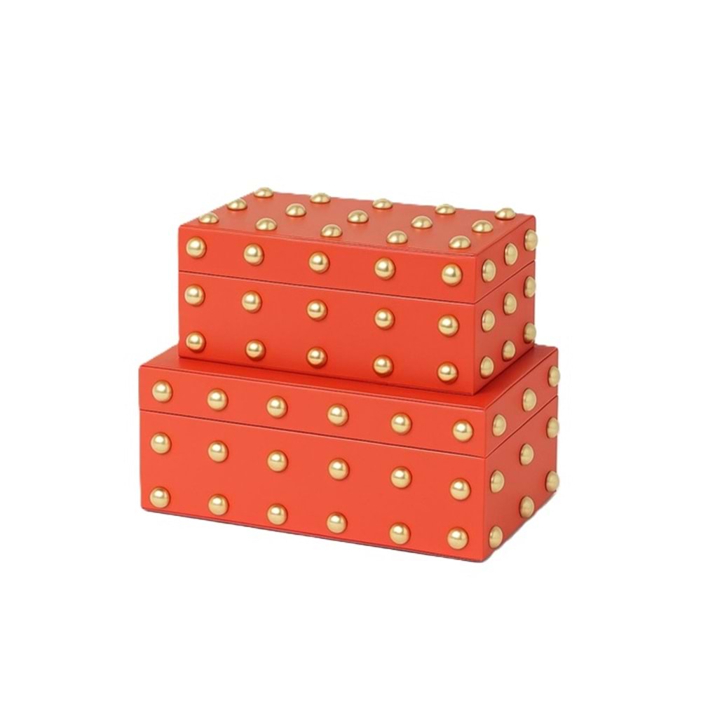 2 li Zımbalı Deri Kutu Turuncu