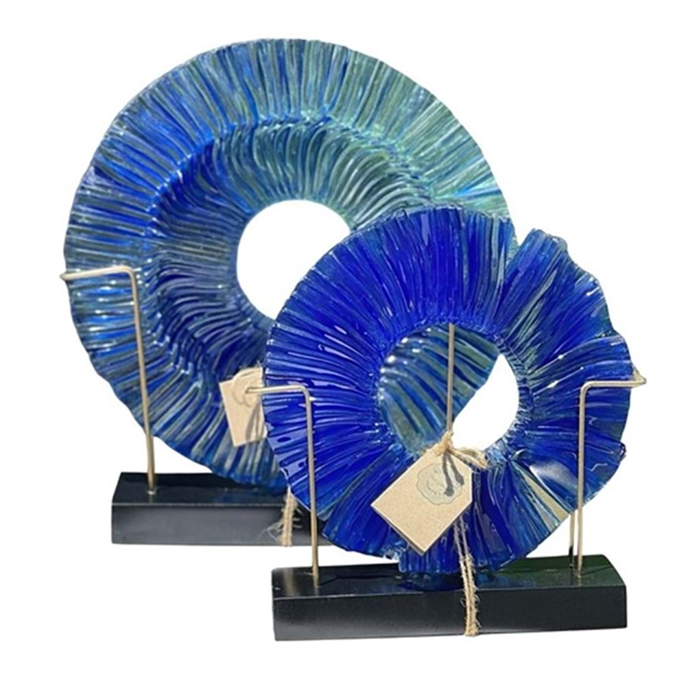 2 li Ahşap Kaide Cam Füzyon Gece Mavisi