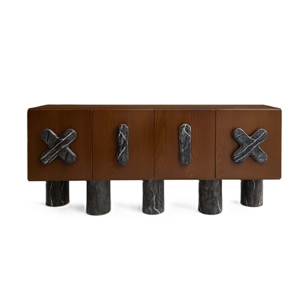 4 Kapaklı X-I Ahşap Konsol Açık Kahve 200x50x75 cm