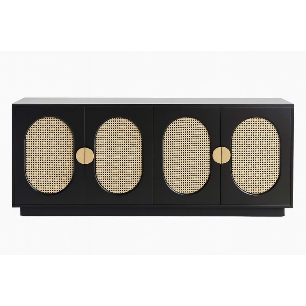 4 Kapaklı Hazeran Hasır Ahşap Konsol 200x45x80 cm