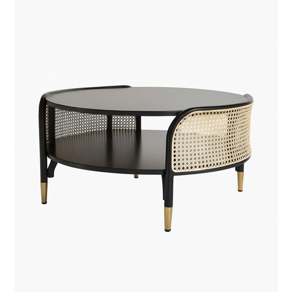 Ara Bölmeli Hazeran Hasır Orta Sehpa Ø 90 cm h 48 cm