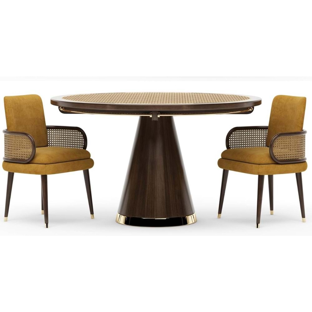 Hardal Rengi Hazeran Detaylı Ahşap Sandalyesi