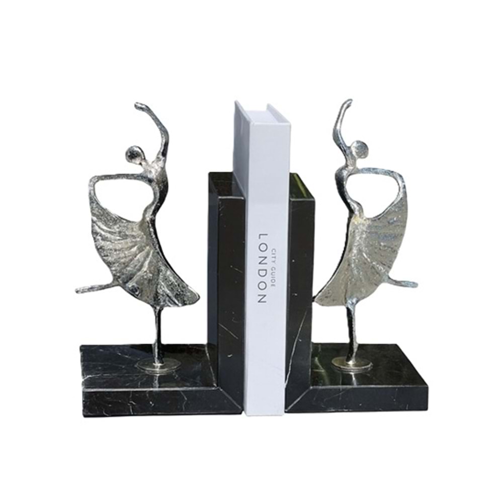 Balerin Kitap Tutucu Gümüş