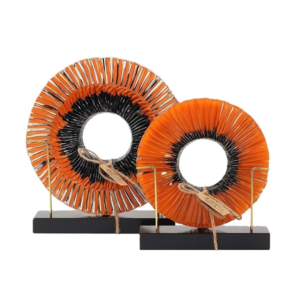 2 li Ahşap Kaide Cam Füzyon Turuncu Siyah