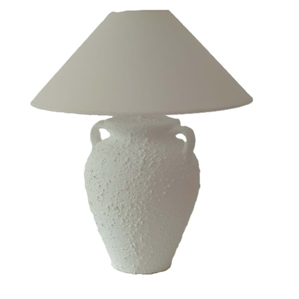 Kulplu Tortulu Beyaz Abajur 55/60 cm