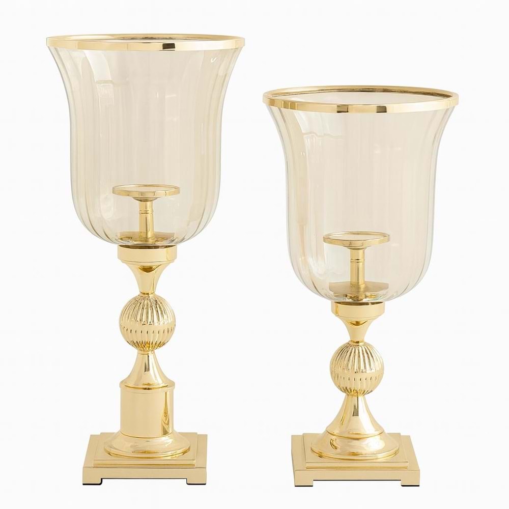 İthal 2 Li Büyük Şamdan Gold