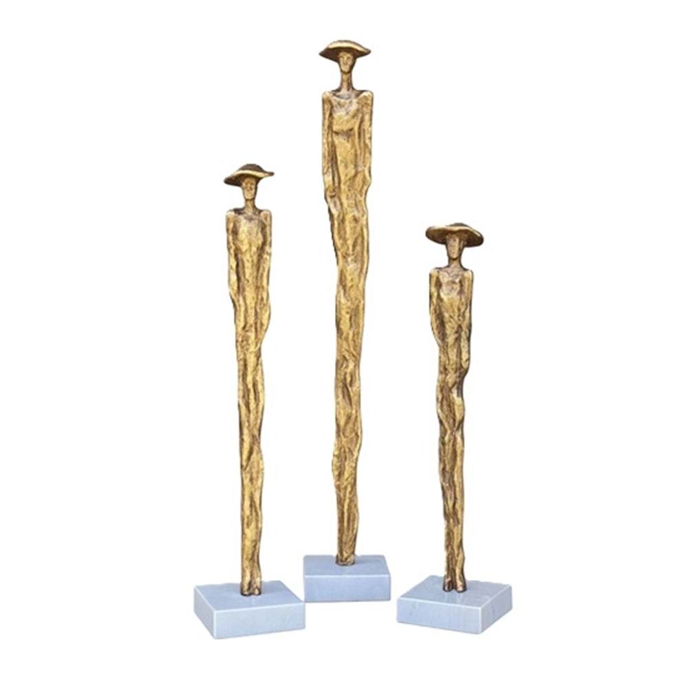 3 Lü Şapkalı Kadın Heykel Eskitme