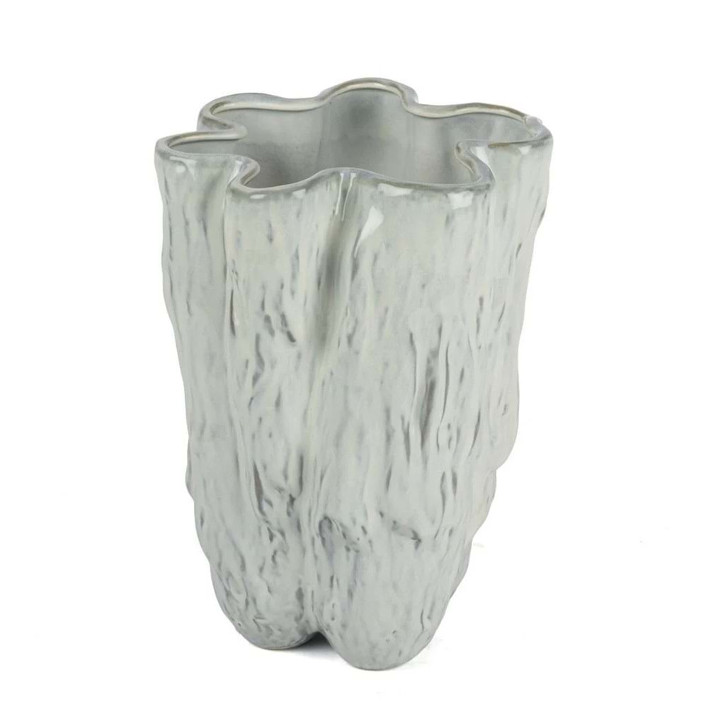 Buz Mavisi Dalgalı Vazo 24x34 cm