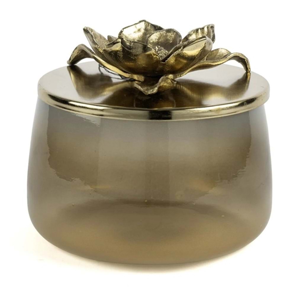 Kaverengi Lotus Gold Kapaklı Cam Kavanoz