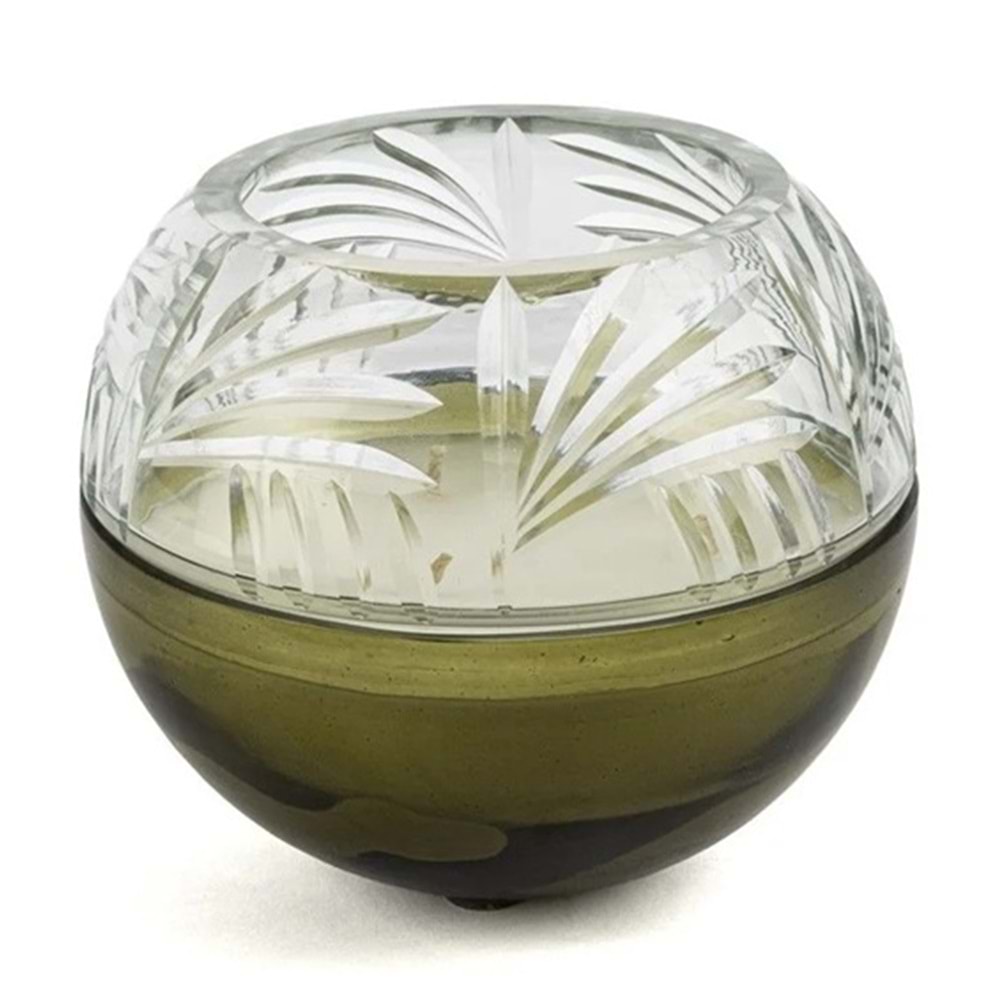 Yeşil Cam Kapaklı Mum 18x16 cm