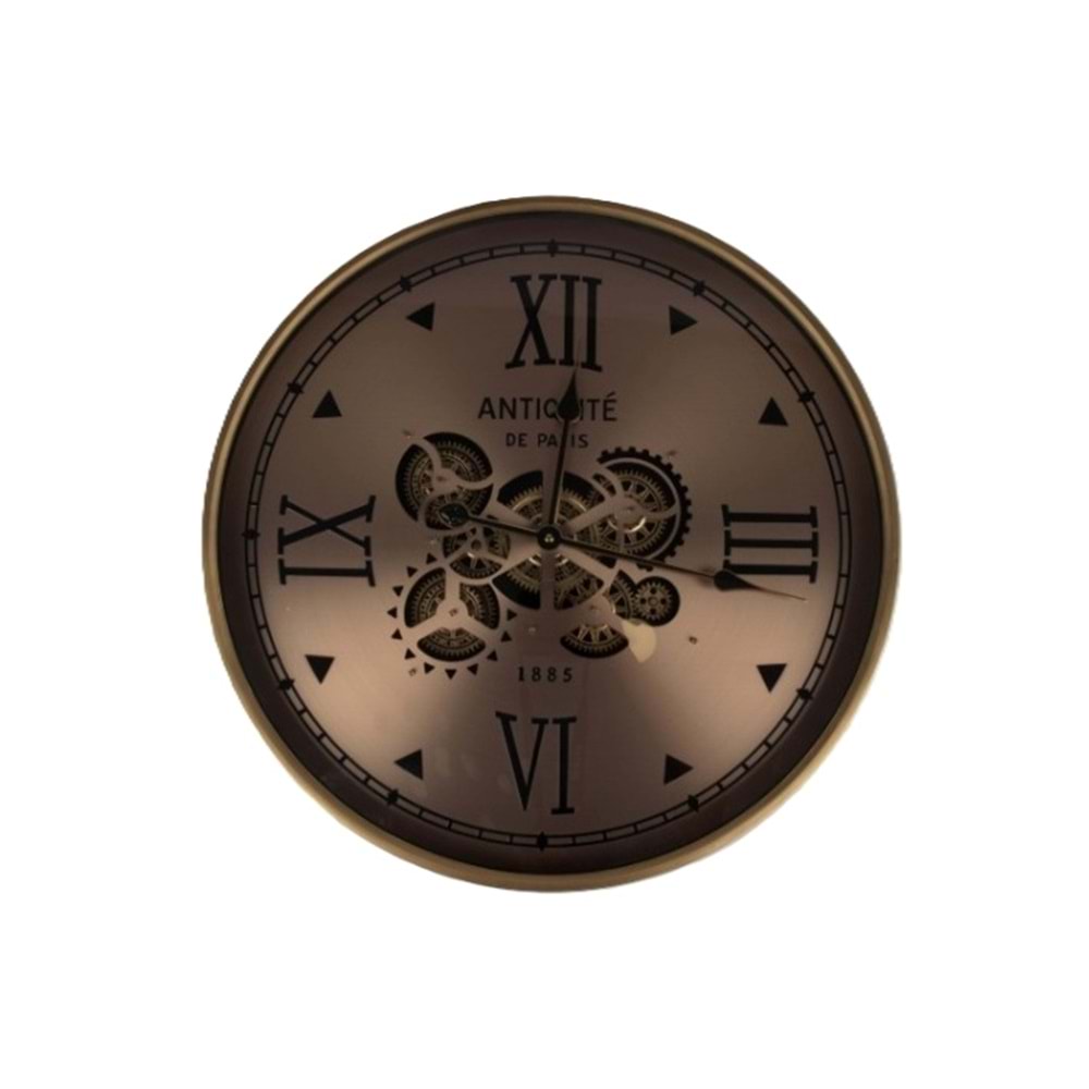 Bronz Yuvarlak Duvar Saati 60x8cm