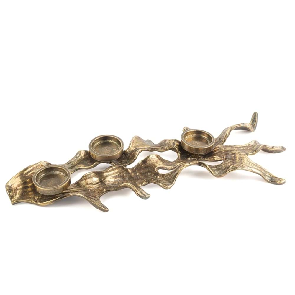 ANTİK GOLD MERCAN 3LÜ MUMLUK