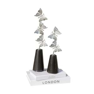 2 li 3 lü Kelebek Set Huni Mermer Gümüş