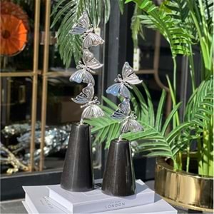 2 li 3 lü Kelebek Set Huni Mermer Gümüş