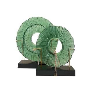 2 li Ahşap Kaide Cam Füzyon Zümrüt