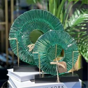 2 li Ahşap Kaide Cam Füzyon Zümrüt