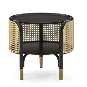 Ara Bölmeli Hazeran Hasır Yan Sehpa Ø 55 cm h 48 cm