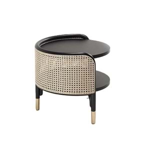 Ara Bölmeli Hazeran Hasır Yan Sehpa Ø 55 cm h 48 cm