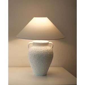 Kulplu Tortulu Beyaz Abajur 55/60 cm