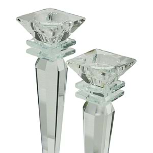Kristal Köşeli Şeffaf Mumluk 9x34 cm