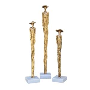 3 Lü Şapkalı Kadın Heykel Eskitme