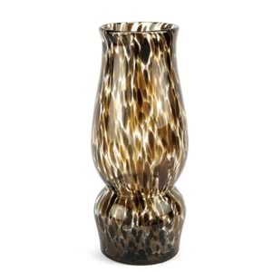 Kahverengi Desenli Cam Vazo 32x13 cm