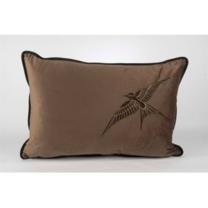 Isla Kahverengi Kadife Tek Kuş 40x60 cm
