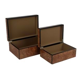 2 Li Siyah Şeritli Kahve Dek Kutu