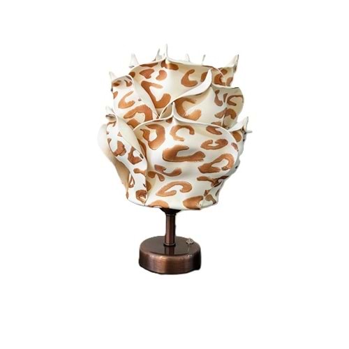 Leopar Desen Eva Gül Tasarım Kablosuz Masa Lambası