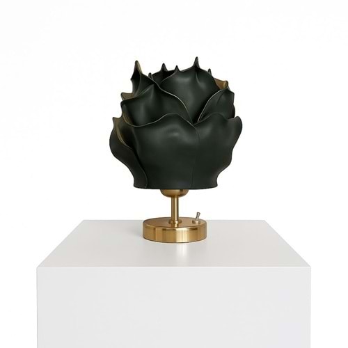 Yeşil Eva Gül Tasarım Kablosuz Masa Lambası - Gold