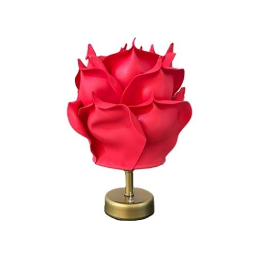Kırmızı Eva Gül Tasarım Kablosuz Masa Lambası-Eskitme