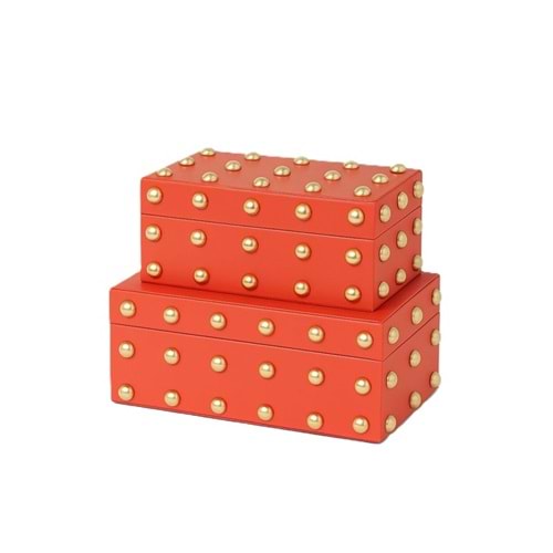 2 li Zımbalı Deri Kutu Turuncu