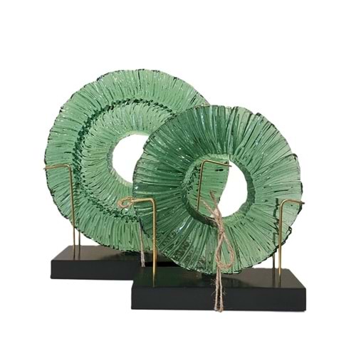 2 li Ahşap Kaide Cam Füzyon Turkuaz