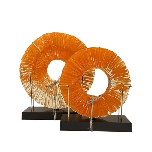 2 li Ahşap Kaide Cam Füzyon Şeffaf Turuncu