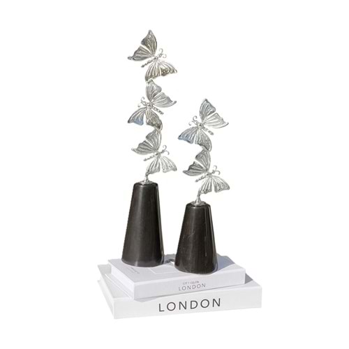 2 li 3 lü Kelebek Set Huni Mermer Gümüş