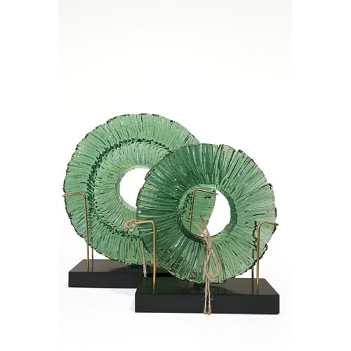 2 li Ahşap Kaide Cam Füzyon Zümrüt