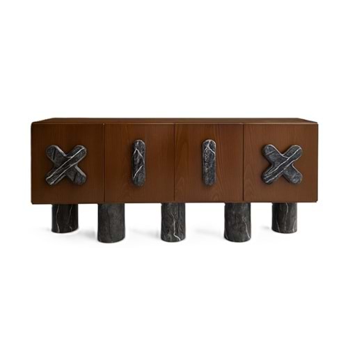 4 Kapaklı X-I Ahşap Konsol Açık Kahve 200x50x75 cm