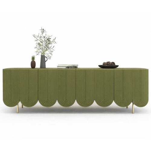 4 Kapaklı Ahşap Konsol Yeşil 200x50x80