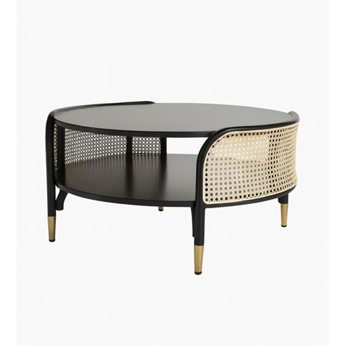 Ara Bölmeli Hazeran Hasır Orta Sehpa Ø 90 cm h 48 cm