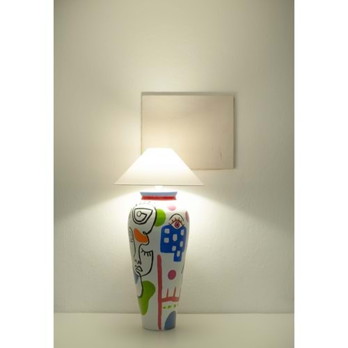 Desenli Abajur Beyaz 85 cm