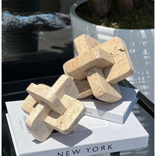 2 Li Travertenli Newton Geçmeli Küçük Dekor