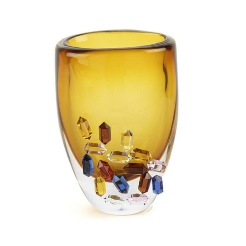 Crystal Amber Cam Vazo 12x16x22 cm