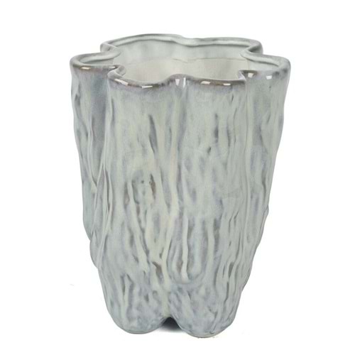 Buz Mavisi Dalgalı Vazo 25x21 cm