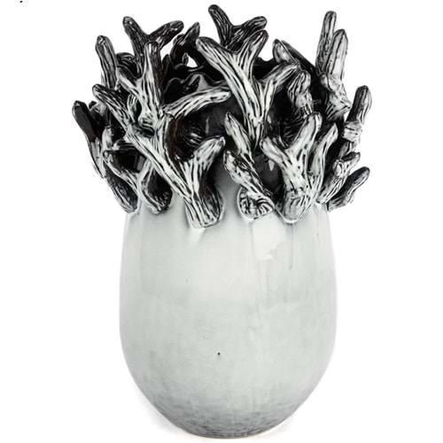 Gri Mercanlı Seramik Vazo 26x37 cm