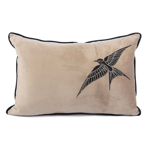 Isla Kahverengi Kadife Tek Kuş 40x60 cm