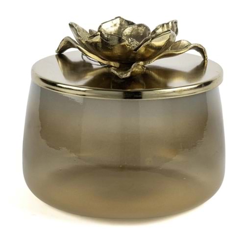 Kaverengi Lotus Gold Kapaklı Cam Kavanoz