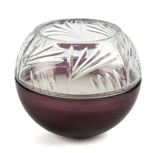 Bordo Cam Kapaklı Mum 18x16 cm