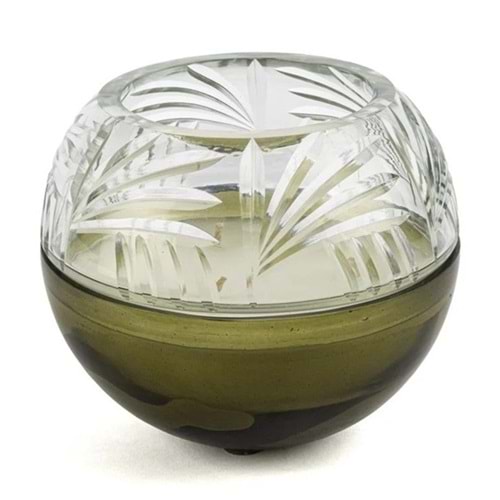 Yeşil Cam Kapaklı Mum 18x16 cm