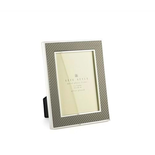 Silver Kenarlı Gri Kumaş Çerçeve 13x18 cm