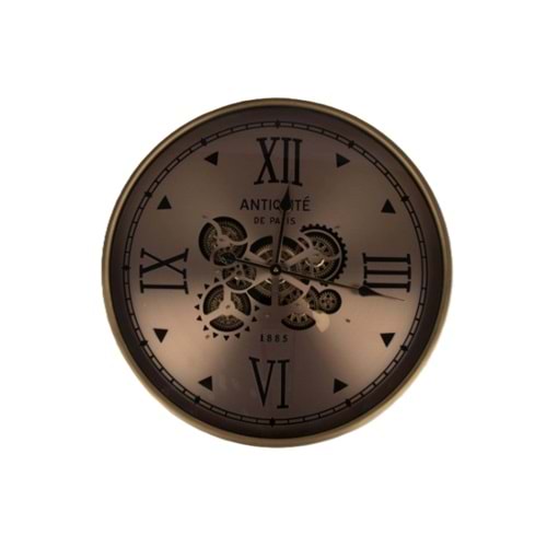 Bronz Yuvarlak Duvar Saati 60x8cm